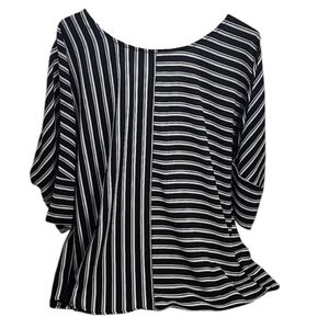 Apt 9 cutout black white striped blouse